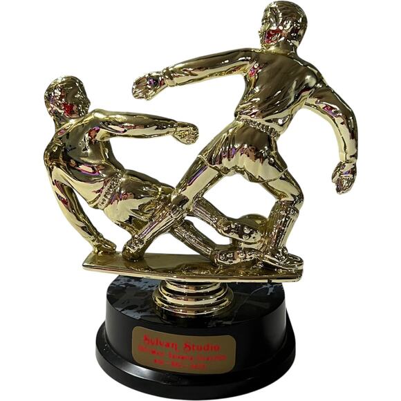 2000 soccer two boys kicking ball Trophy - Picture 4 of 8